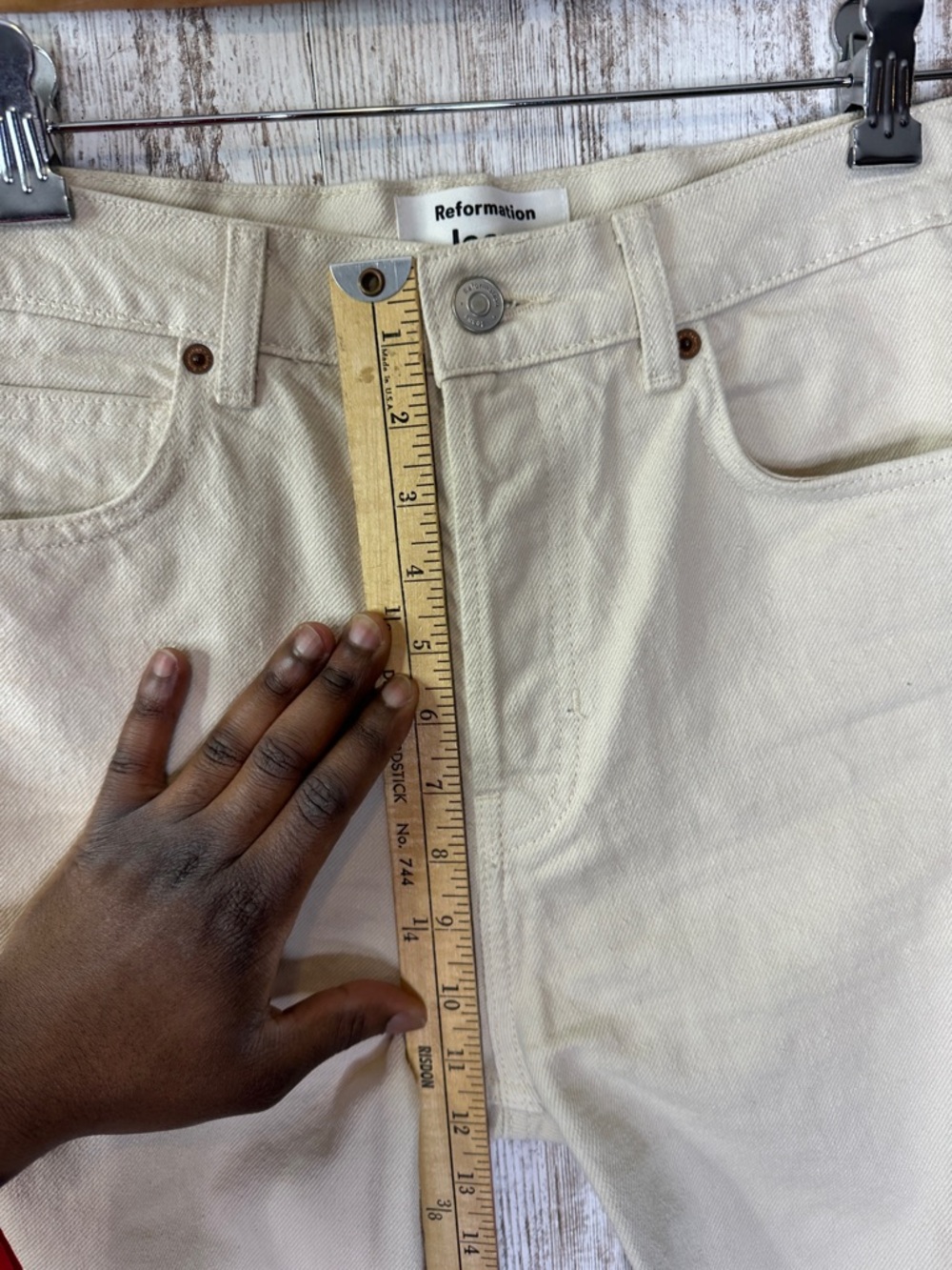 Reformation High-Rise Straight Jeans in Beige Off White - Picture 12 of 14
